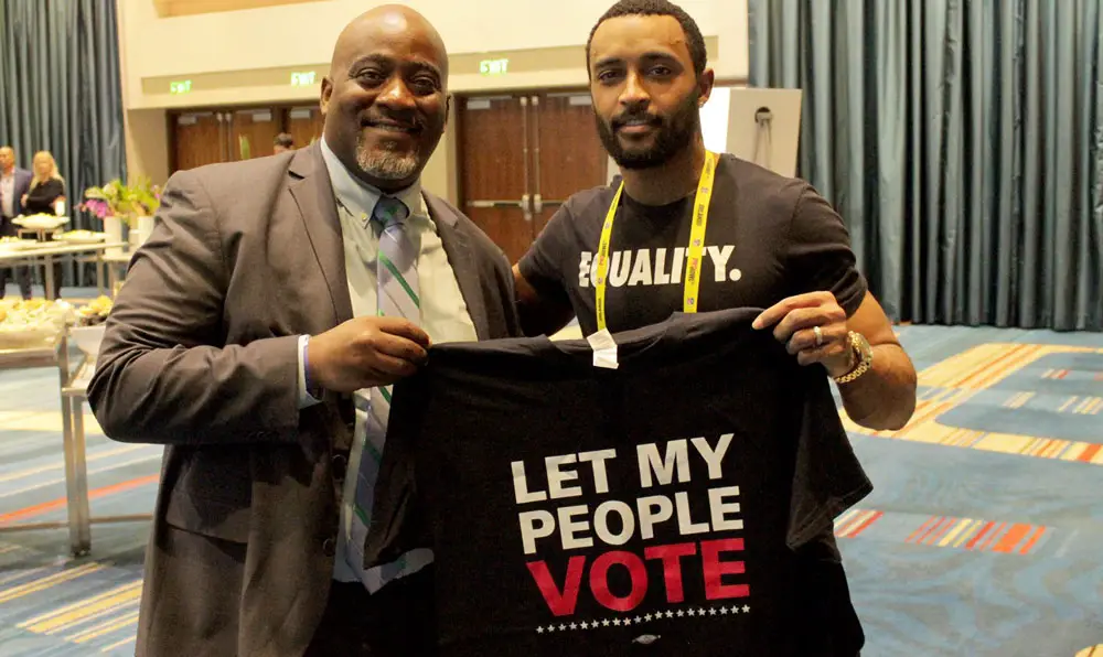 A victory for Desmond Meade, left, hundreds of thousands of felons  who have served their time, and the 14th Amendment. (Facebook)who have served their time, and 