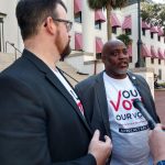 Neil Volz and Desmond Meade (right) of the Florida Rights Restoration Coalition in March 2019. (Photo by Mitch Perry/Florida Phoenix)