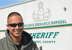 Det. Justin Anderson is a team leader with the St. Johns County Sheriff's Bomb Squad. (© FlaglerLive)