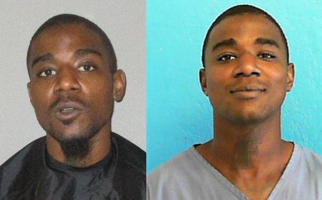 Devarus O'Shea Bethea in his latest state prison mugshot, right, and in his booking photo from the county jail. 