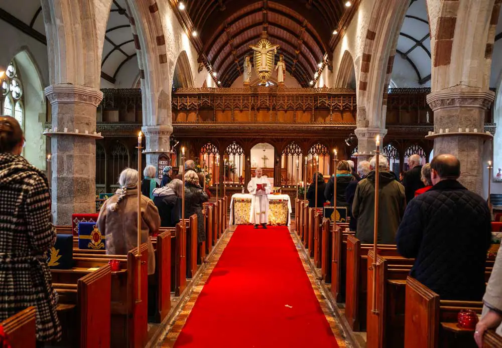 A service in the village church of St. Paul de Leon in Devon, England. (Hugh R Hastings/Getty Images)