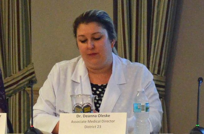 Dr. Deanna Oleske, the assistant medical director at the medical examiner's District 23, which includes Flagler, Putnam and St. Johns counties. (© FlaglerLive) 