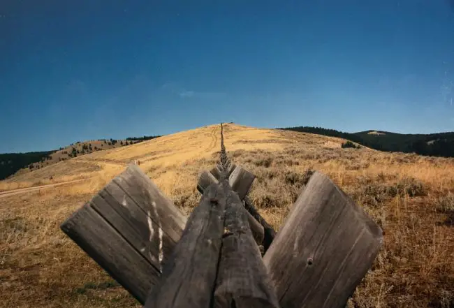 A Jack-legged fence now straddles the Continental Divide that doubles up as the border between Montana and Idaho at the Lemhi Pass.