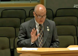 Flagler County Commissioner Donald O'Brien appearing before the subcommittee today. (Florida Channel)