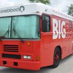 OneBlood, whose Big Red Bus is routinely seen around Palm Coast and Flagler, is collecting plasma from eligible patients who have recovered from Covid-19. (© FlaglerLive)