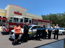 Wawa-Hoagies for Heroes: from left: Chief Mark Strobridge, Deputy Christa Rainey, Commander Bob Weber, Deputy John Collins, and Sergeant Adam Biss. (FCSO)