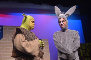 The exuberant Matthew Eaton plays Shrek's trusty Donkey. Click on the image for larger view. (© FlaglerLive)