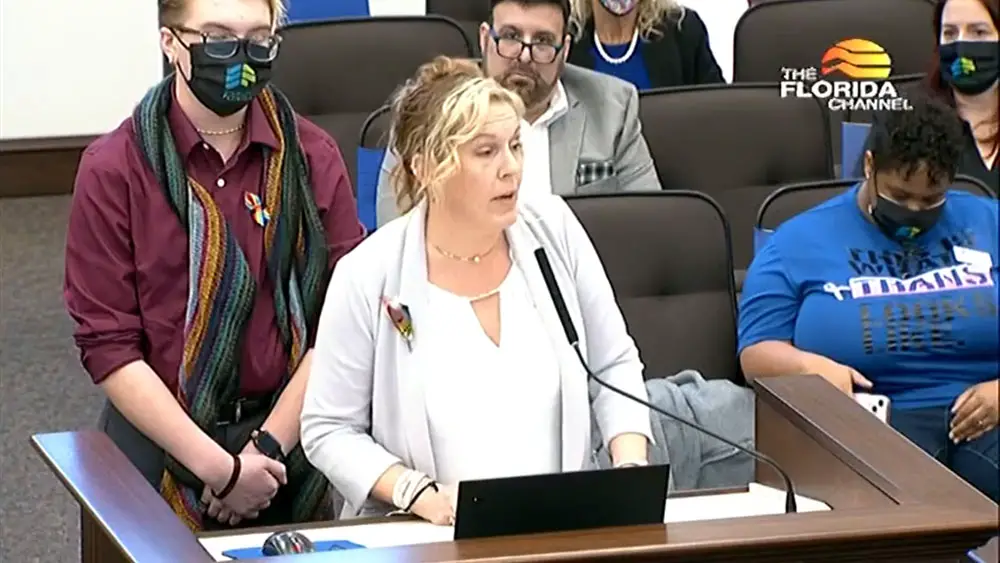 J. Marie Bailey speaking at a Senate Education committee meeting against SB 1834, known as the “Don’t Say Gay” bill. Feb. 8 2022. Credit: Screenshot/ Florida Channel