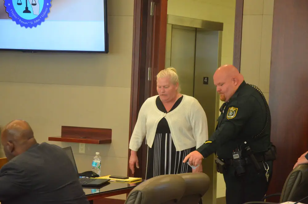 Dorothy Singer, who was found guilty by a jury last year of murdering her husband Charles in 2018, is back in court for a pre-trail following an appeals court reversal of the conviction. See details below. (© FlaglerLive)