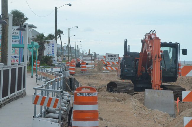 A Florida Department of Transportation official in charge of the A1A road construction project said Friday the hope was to complete the road, which has impeded business on A1A, before its November scheduled completion date. (© FlaglerLive)