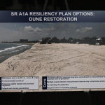 A poster explaining beach renourishment, displayed by the Florida Department of Transportation during a town hall meeting in Flagler Beach earlier this year. (© FlaglerLive)