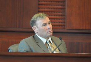 Attorney Doug Williams briefly took the stand this morning before the order of witnesses was changed. Click on the image for larger view. (© FlaglerLive)