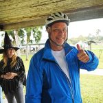 Matt Doughney during the 2022 Witches and Warlock Bike Ride in Flagler Beach. On a bike, he's always in his element. (© FlaglerLive)
