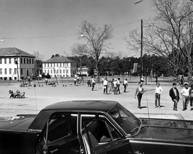 A playground and buildings at the old Arthur G. Dozier School for Boys in Marianna, Florida, in 1968. (Florida Memory)