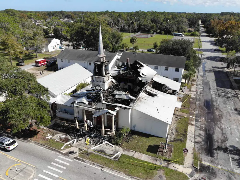 A drone image of the Flagler Playhouse taken on Monday by Flagler County Fire Rescue. 