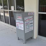 Back in the old days when a drop-box didn;t have to be attended, and could take ballots 24 hours. The Legislature and Gov. Ron DeSantis changed that law, restricting the location and availability of ballot boxes and increasing their costs to supervisors of election. (© FlaglerLive)