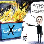 Musk to charge for Twitter X use by Dave Whamond, Canada, PoliticalCartoons.com
