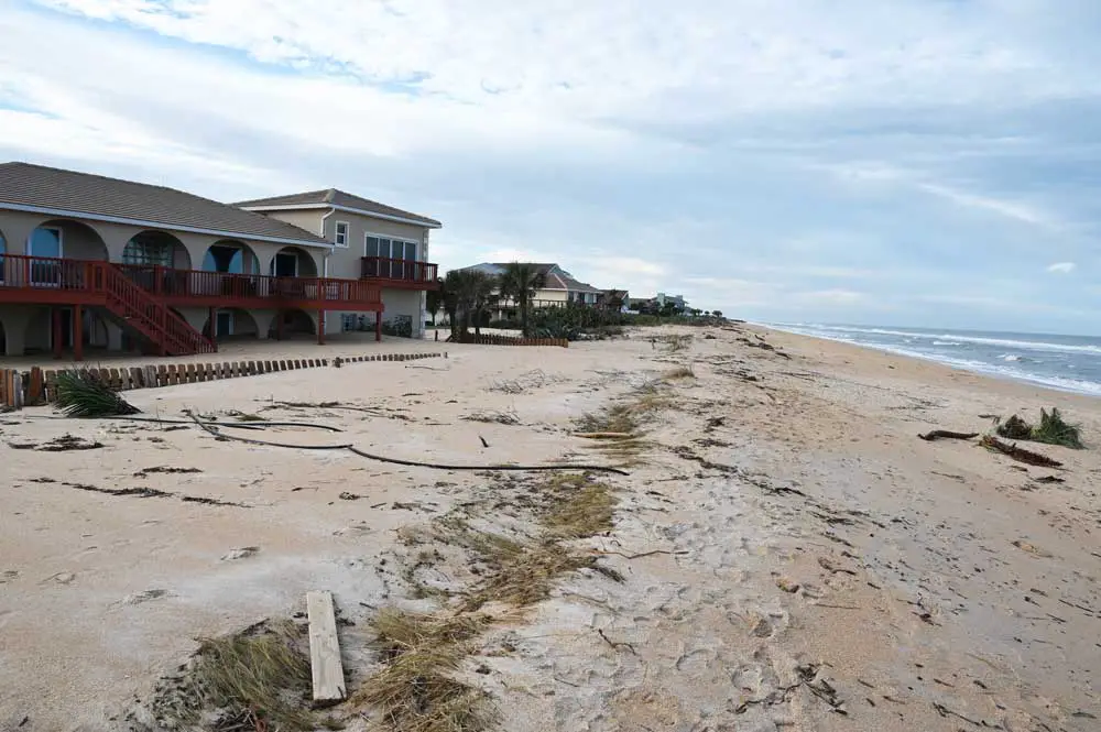 There are no dunes left along most of the county's beaches. Flagler County government is preparing for another "band-aid," in its chief engineer's description. (© FlaglerLive)