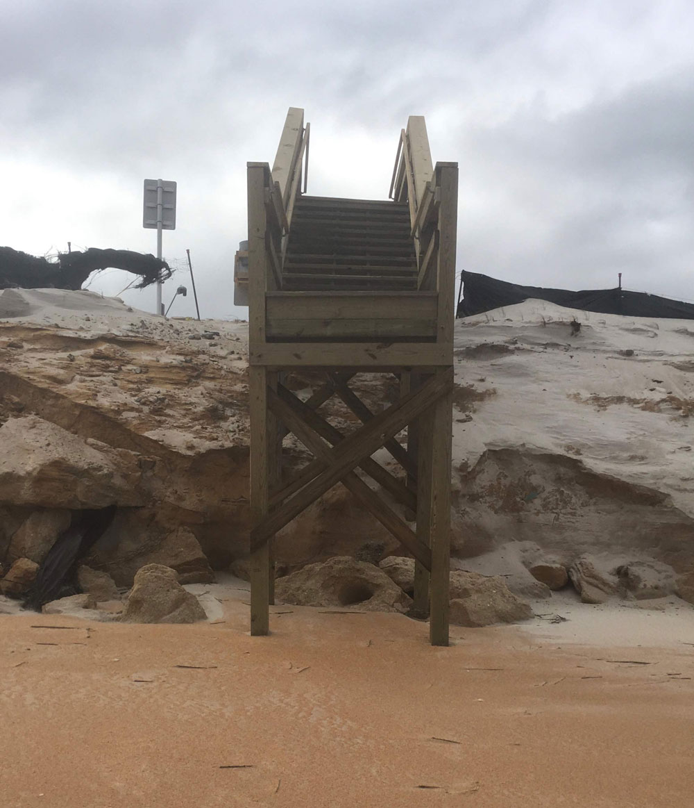 damaged dune walkover flagler beach
