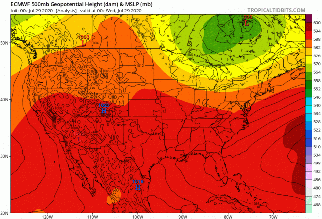 An animation of the European model forecast for Hurricane Isaias. 