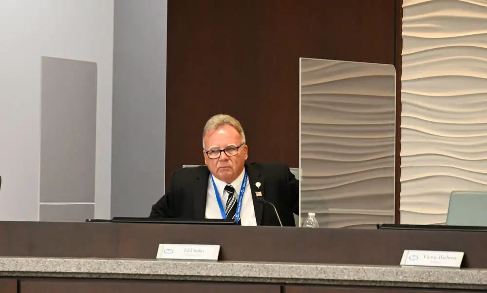 Not the happiest camper: Ed Danko at Tuesday's council meeting went along with a tentative tax increase. (© FlaglerLive)