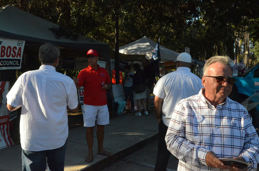 Palm Coast Council member Ed Danko hours before polls closed on Election Day in November, when he won election. He was running with Alan Lowe, who lost, and Victor Barbosa, who won. Lowe is running for mayor, with Danko as his manager. The two met for lunch with then-City Manager Matt Morton in Morton's final days. The substance of that lunch discussion is in dispute. (© FlaglerLive)