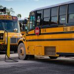 Dixie County’s new electric school buses plugged in and charging up. Dixie now has an entire fleet of electric buses.