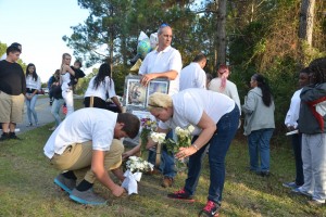 Preparing the memorial. Click on the image for larger view. (© FlaglerLive)