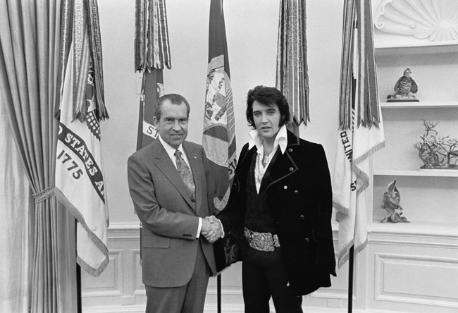 Elvis met President Nixon on this day in 1970. (National Archives)