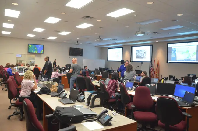 The Emergency Operations Center in action during the Hurricane Matthew emergency. (c FlaglerLive)