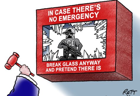 In Case Of Emergency, Break Law by Ratt, PoliticalCartoons.com