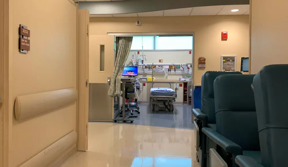 Empty beds in Florida hospitals are becoming a rare sight as Covid's delta variant continues to hospitalize patients in record numbers, including 45 today at AdventHospital Palm Coast. (© FlaglerLive)