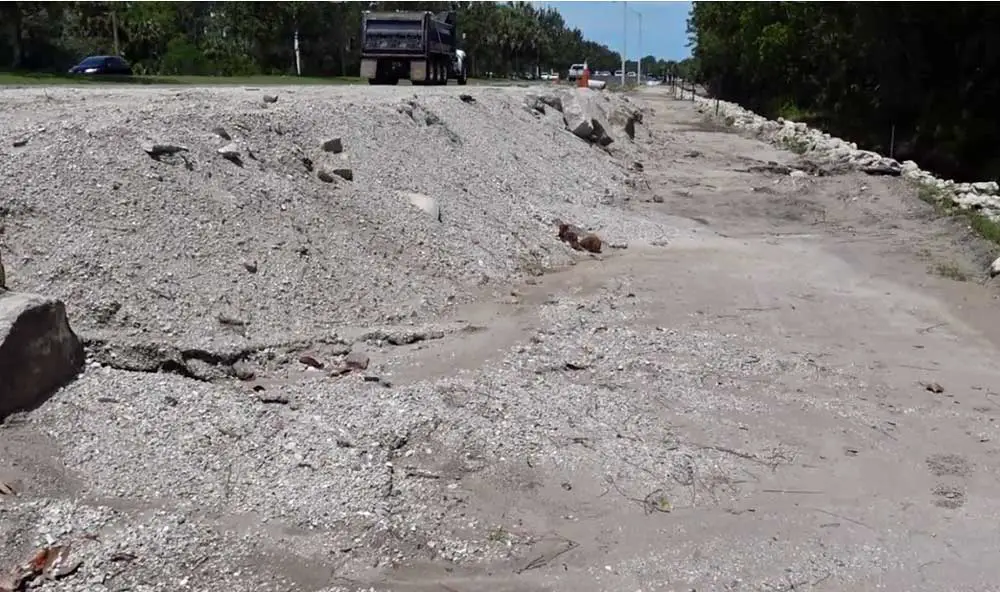 The end is not in sight, but the city says the Belle Terre culvert rehabilitation and Pathway reconstruction will be done by the end of summer. (© FlaglerLive via Palm Coast video)