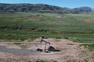 A pumpjack in eastern Utah extracts oil from underground.