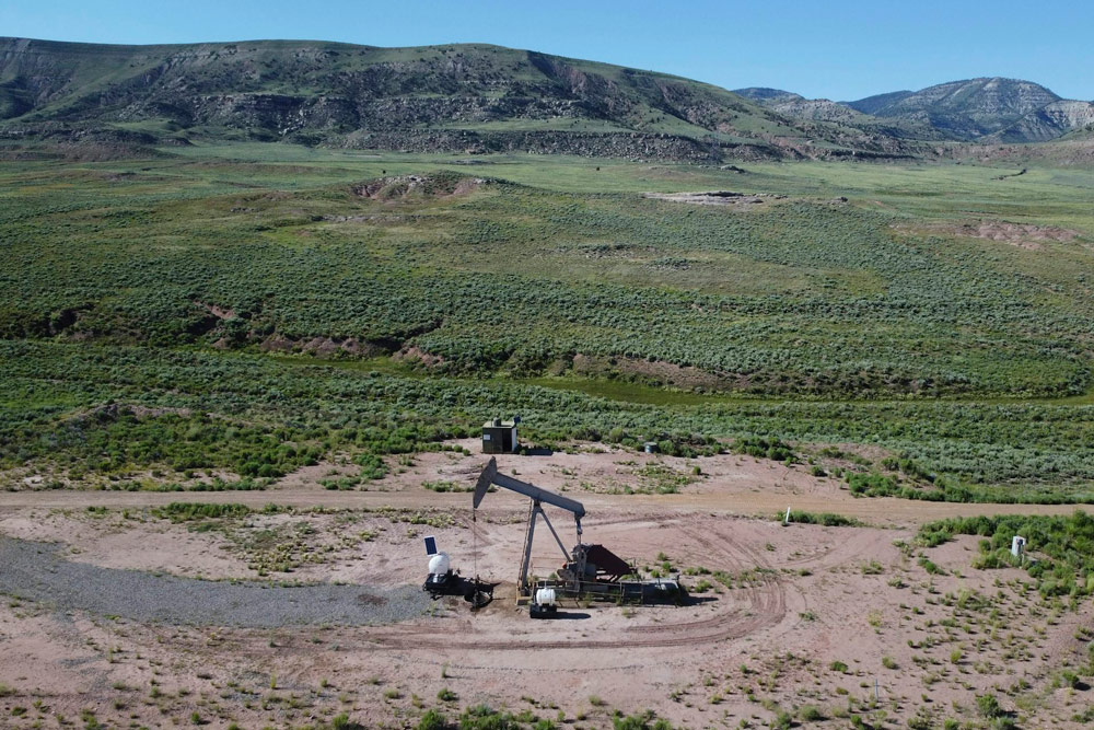 A pumpjack in eastern Utah extracts oil from underground.