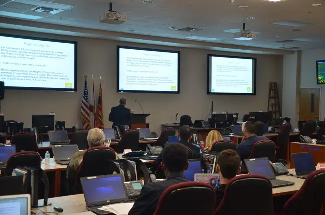 Classes are held at Flagler County's Emergency Operations Center. (c FlaglerLive)