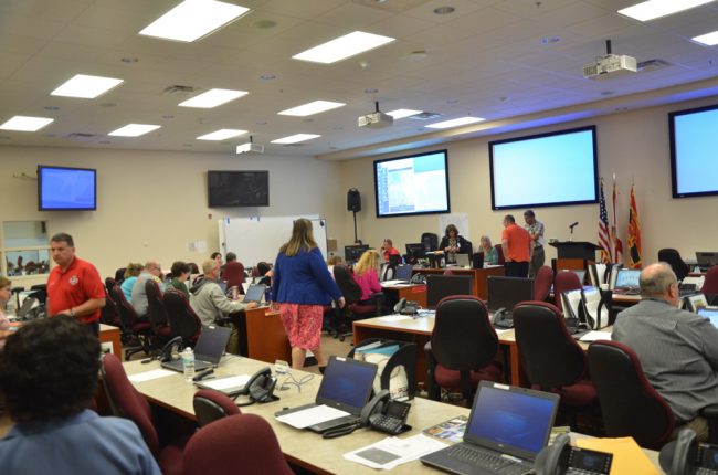 Flagler's Emergency Operations Center in full activation during Hurricane Matthew. (c FlaglerLive)