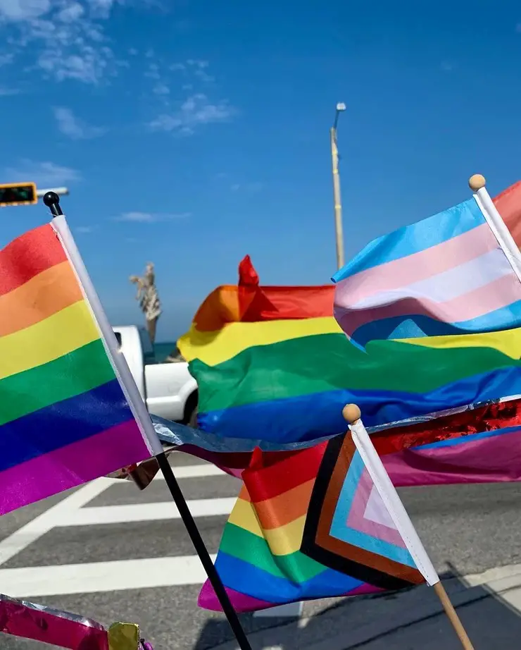 There was no shortage of pride flags at Wednesday's rally, making the corner of A1A and SR-100 the perfect spot for the message to be easily seen.