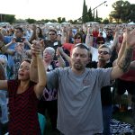 Attendees at evangelist Franklin Graham’s ‘Decision America’ tour in Turlock, Calif., in 2018. The tour was to encourage Christians to vote.