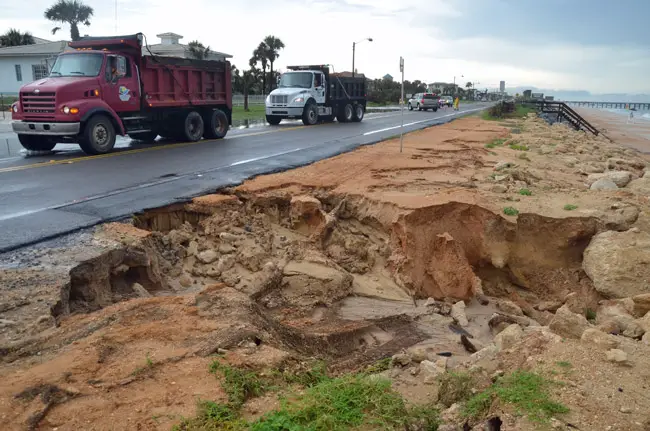 What Flagler Beach wants to stop. That was last week's washout at the south end of town. (© FlaglerLive)