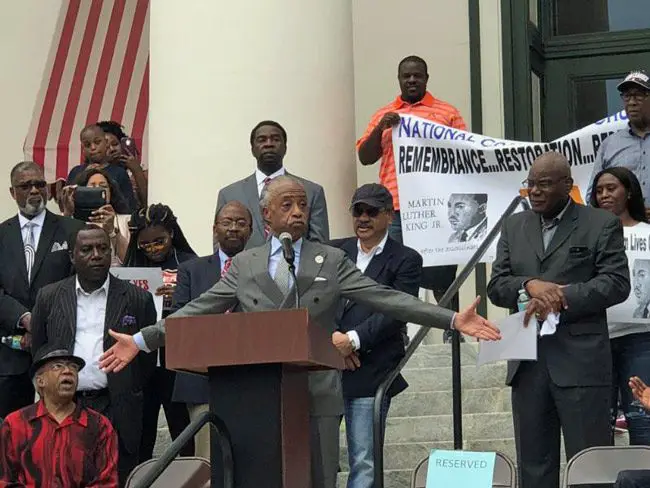 'By ruling on the eve of this rally, they gave us the impetus to really build a movement,' Al Sharpton said, referring to the federal appeals court's decision--a setback for those seeking to restore felons' voting rights. (NSF)