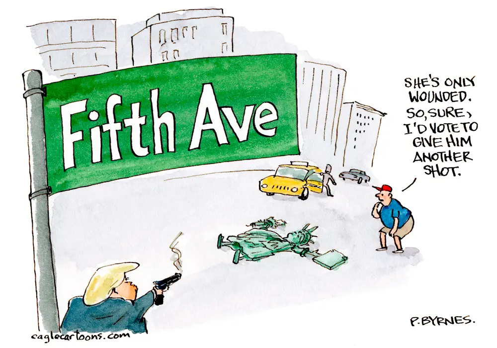 Second Shot on Fifth Avenue by Pat Byrnes, PoliticalCartoons.com