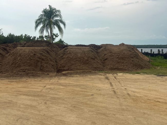 Some of the fill brought in for the new restaurant getting built at Bull Creek Fish Camp. The building will be elevated by several feet. (Leann Pennington)