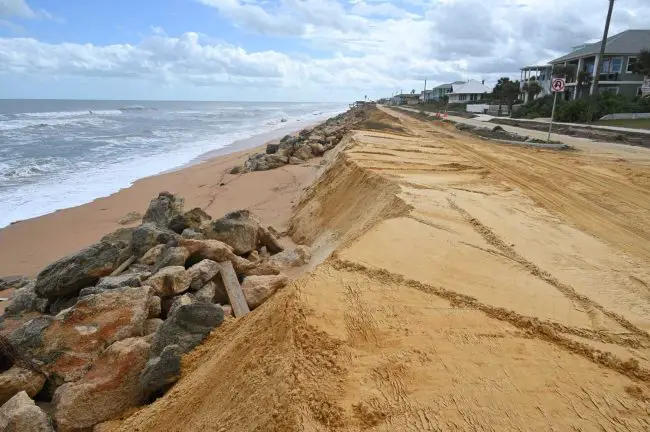 That section of northbound A1A near 17th Street was entirely gone. It's been filed in. (© FlaglerLive)