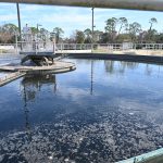 A filtering tank at Wate Water Treatment #1, Palm Coast's oldest sewer plant, in the Woodlands. The p[lant is in for a $200 million makeover. (© FlaglerLive)