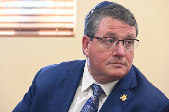 U.S. Rep. Randy Fine was interested and curious throughout the presentation. (© FlaglerLive)