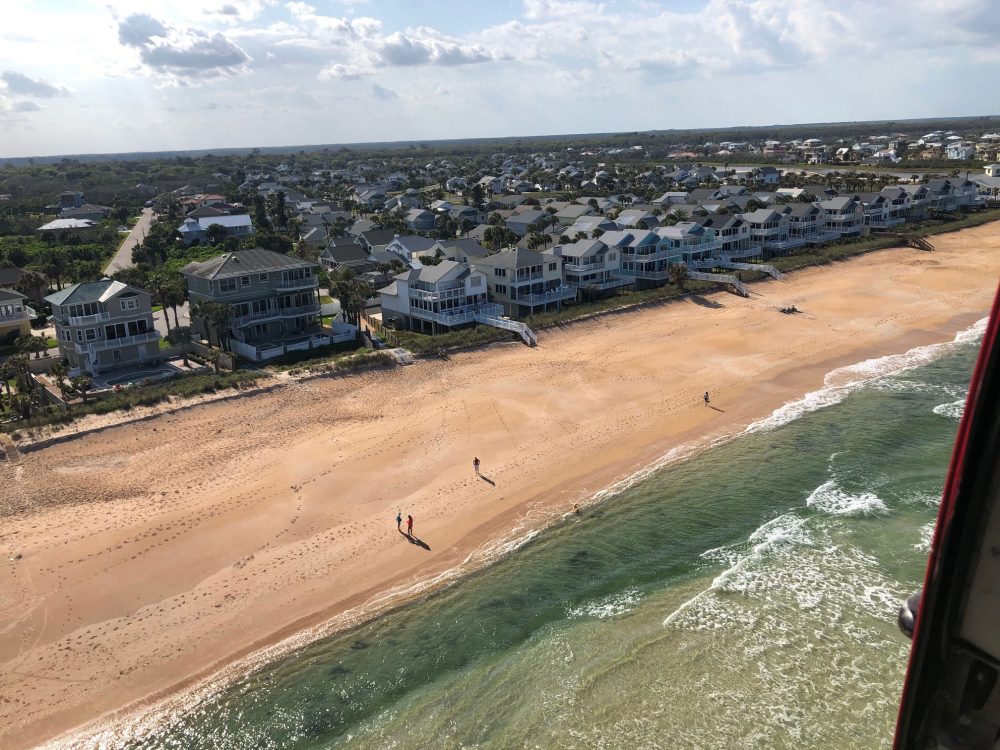 A few people defying the order to stay off Flagler's beaches, at the north end of the county, Wednesday afternoon. The county's Fire Flight emergency helicopter took the pictures. 