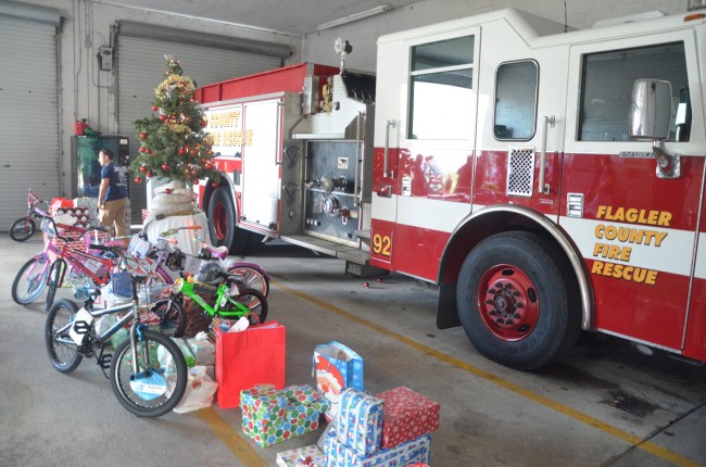 The presents immediately before the engine went out on a fire call. Click on the image for larger view. (© FlaglerLive)