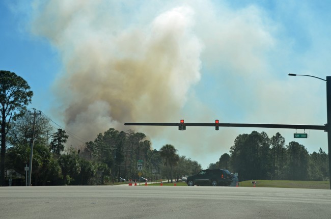 The ominous view from State Road 100 at noon. Click on the image for larger view. (© FlaglerLive)