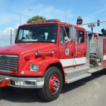 The fire truck the Flagler Beach Fire Department is looking to replace, in a picture from 2013. The truck has since been renamed Engine 111. (© FlaglerLive)